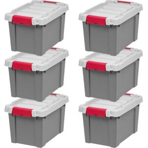 Lockable 5 Gallon Storage Totes - 6 Pack