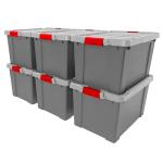 IRIS Lockable 20 Gallon Storage Totes, 6 Pack