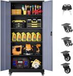 75" Tall Metal Rolling Storage Cabinet with Lock