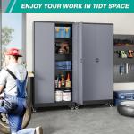 75" Tall Metal Rolling Storage Cabinet with Lock