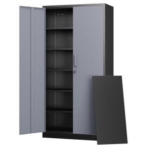 Lockable Metal Storage Cabinet with Adjustable Shelves