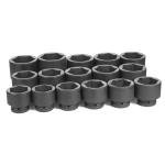 Grey Pneumatic 16-Piece Fractional Socket Set