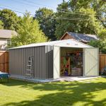 Outdoor Metal Storage Shed with Lockable Doors