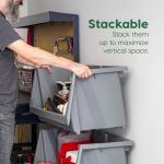 Large Gray Open Front Storage Bins - 3 Pack