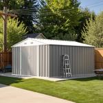 Outdoor Metal Storage Shed with Lockable Doors