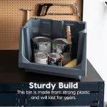 Large Gray Open Front Storage Bins - 3 Pack