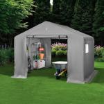 Outdoor 10x8ft Metal Storage Shed & Canopy