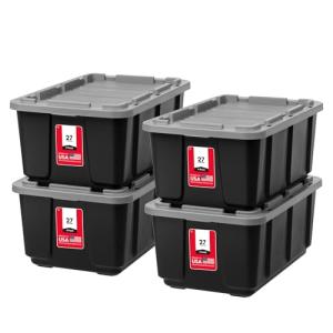 27 Gallon Heavy Duty Storage Tote Bin Set