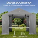 Outdoor 10x8ft Metal Storage Shed & Canopy