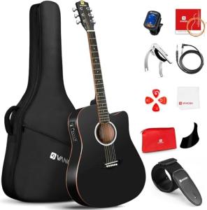 Vangoa Electric Acoustic Guitar Bundle - Matte Black