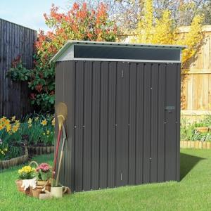 Dark Gray Outdoor Metal Storage Shed with Window