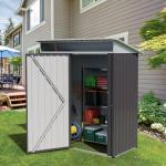 Dark Gray Outdoor Metal Storage Shed with Window