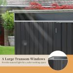 Dark Gray Outdoor Metal Storage Shed with Window