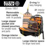Klein Tools 55485 Electrician Tool Backpack, 48 Pockets