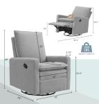 Koala Gray Swivel Glider Recliner Chair