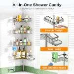 HAMITOR 4-Tier Rustproof Adjustable Shower Caddy