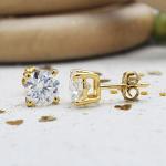 10k Yellow Gold 2 CTTW Moissanite Stud Earrings
