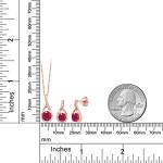 Ruby Birthstone Diamond Pendant Earrings Jewelry Set