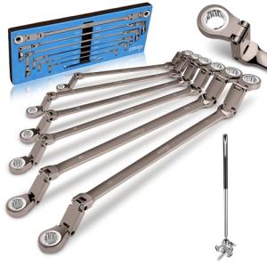 Double Jointed Long Flex Ratchet Wrench Set, 6 PCS