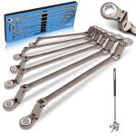 Double Jointed Long Flex Ratchet Wrench Set, 6 PCS