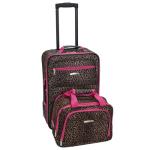Expandable Pink Leopard Luggage Set, 2-Piece