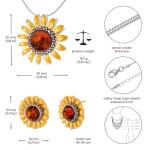 Gold-Plated Sunflower Jewellery Set with Amber