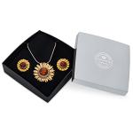 Gold-Plated Sunflower Jewellery Set with Amber
