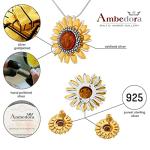 Gold-Plated Sunflower Jewellery Set with Amber