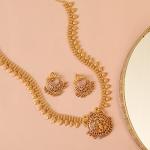 TARINIKA Antique Gold Long Necklace and Earring Set