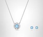 Swarovski Blue Crystal Pendant and Earrings Set