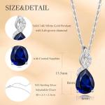 FANCIME 14K White Gold Teardrop Sapphire Necklace