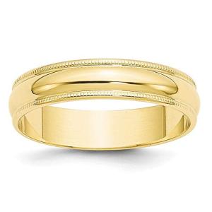 10K Yellow Gold Milgrain Wedding Band Ring, Size 4