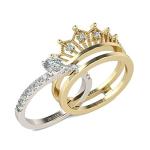 Jeulia 2 Carat Two-Tone Crown Sterling Silver Ring