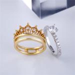 Jeulia 2 Carat Two-Tone Crown Sterling Silver Ring