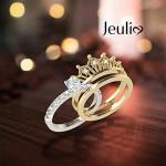 Jeulia 2 Carat Two-Tone Crown Sterling Silver Ring