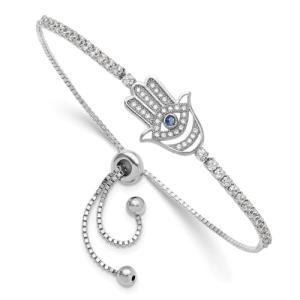 925 Silver Evil Eye Hamsa Bracelet with Cubic Zirconia