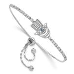 925 Silver Evil Eye Hamsa Bracelet with Cubic Zirconia