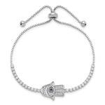 925 Silver Evil Eye Hamsa Bracelet with Cubic Zirconia