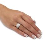 Yellow Gold-Plated Halo Bridal Ring Set 6-10