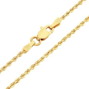 14k Yellow Gold Diamond Cut Rope Necklace 22