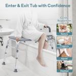 500lb Adjustable Heavy Duty Shower Bench with Arms