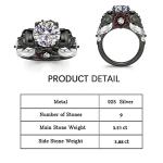 Jeulia Skull Engagement Ring Set with Red Diamond