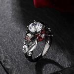 Jeulia Skull Engagement Ring Set with Red Diamond