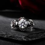 Jeulia Skull Engagement Ring Set with Red Diamond