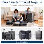 Coolife Expandable Spinner Luggage Set - Charcoal