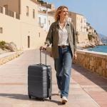 Coolife Expandable Spinner Luggage Set - Charcoal