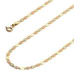 14k Tri Color Gold Diamond Cut Chain Necklace