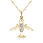 Natural Diamond Airplane Pendant Necklace for Women