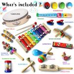 Wooden Toddler Musical Instruments Set with Bag