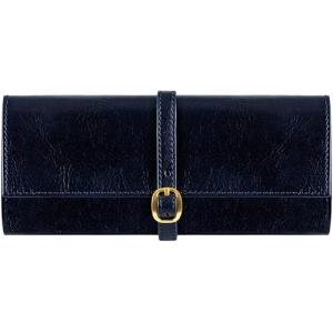 Italian Leather Jewelry Roll - Travel Organizer (Blue)